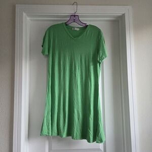 Green V-Neck T-Shirt Dress